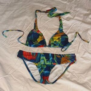 ABS Allen Schwartz Multicolor Tropical Bikini Set